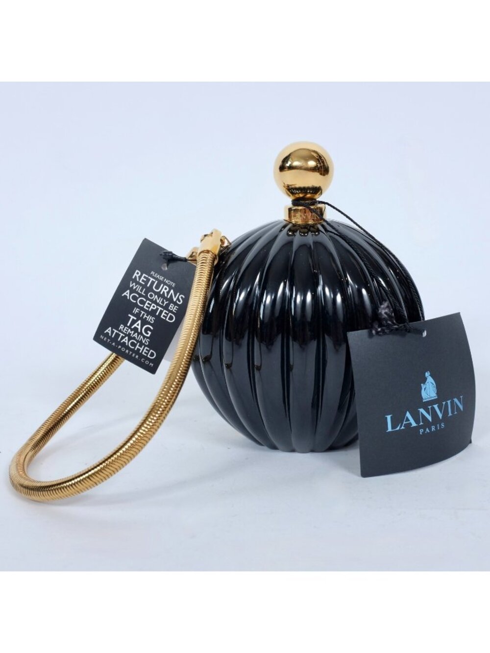 Lanvin Arpege Minaudiere Bag Handbag Enameled black gold Sp'2013